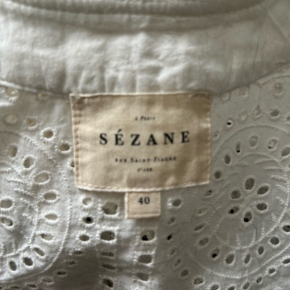 Sezane 100% cotton flutter sleeve blouse - Picture 8 of 9
